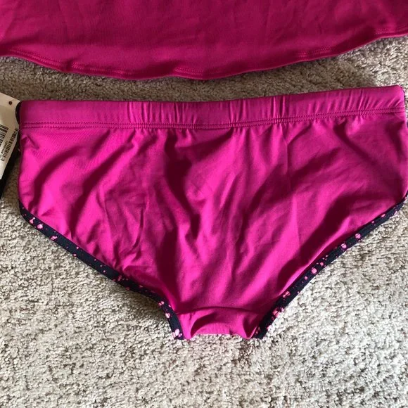 NWT TYR Pink with Black Trim Tankini with Full Coverage Bottoms Size 4/6 - Picture 9 of 15
